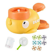 (Yellow) Outdoor Toys for Kids Ages 4-8 Duck Flying Disc Launcher Toy Set with 8 Discs Fun Yard Game for Boys