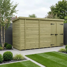 14 x 4 Pent Shed Tanalised (Double Door, No Windows)