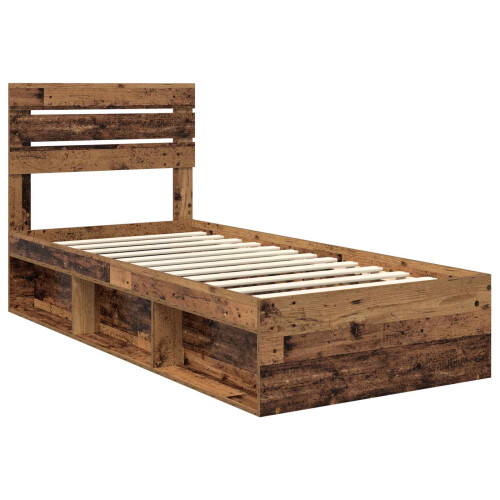 VidaXL vidaXL Bed Frame with Headboard Old Wood 75 x 190 cm Solid Pine Wood 1