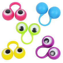 10pcs Wiggly 3D Eyeball Finger Puppets and Novelty Rings Party Favor Set Random Color