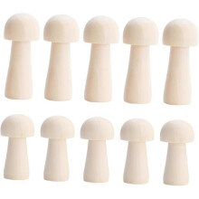 10pcs Wooden Mushroom Head Puppet Boys and Girls Educational Plaything Smooth Surface for Clean Girl Decor