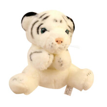 (White) Plush Animal Hand Puppet Tiger Interactive Puppet, Soft Imaginative Role Play