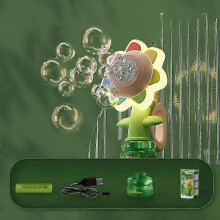 (Pink) Bubble Machine Toy Electric Automatic Sunflower Shaking Head Adjustment Light Dancing One Key Bubble Maker Toy For Kids