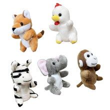 (Set B) 5PCS Interactive Cartoon Animal Finger Puppet Plush Figure Toy for Group Game Enhancing Social Skill for Preschooler Multicolor