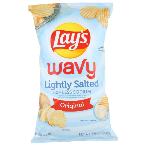 Lay's Potato Chips Wavy Lightly Salted, 7.5 Oz