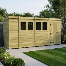 14 x 4 Pent Shed Tanalised (Single Door, With Windows)