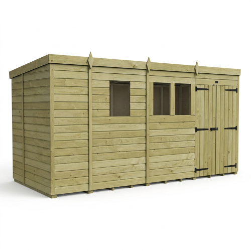 13 x 5 Pent Shed Tanalised (Double Door, With Windows) 1