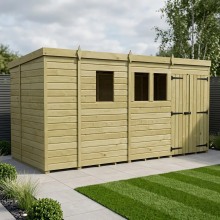 13 x 5 Pent Shed Tanalised (Double Door, With Windows)