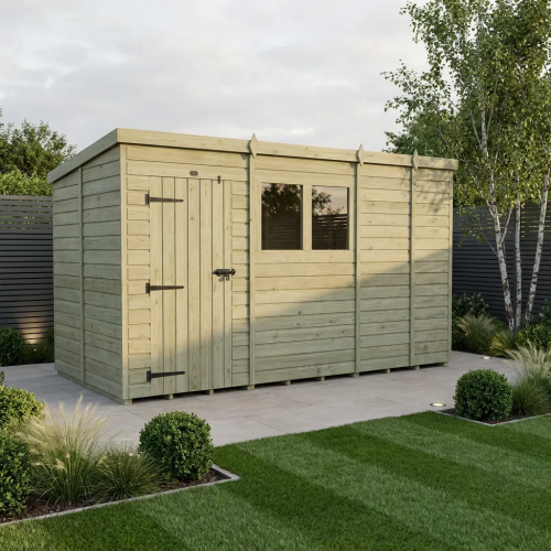 13 x 5 Pent Shed Tanalised (Single Door, With Windows)