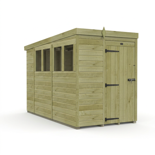 5 x 10 Pent Shed Tanalised (Single Door, With Windows) 1