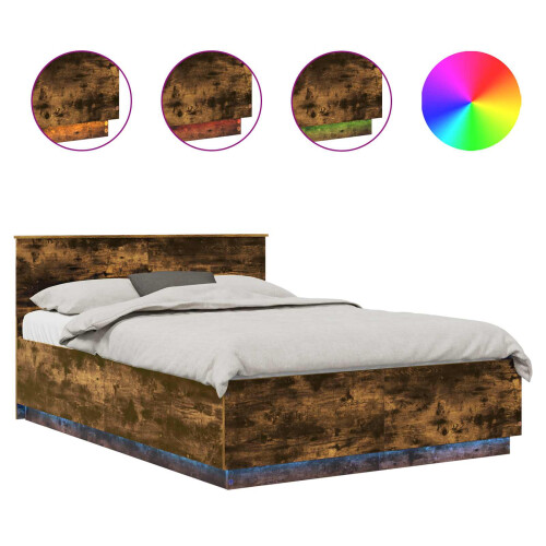 VidaXL vidaXL Bed Frame Smoked Oak 160 x 200 cm Engineered Wood 1