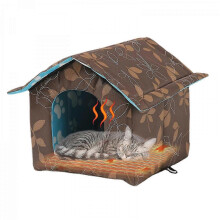 (S) Winter House With Self Warming Pad-Outdoor Indoor Weather-Proof Heat Insulated Shelter Enclosure for Cats Dogs Rabbits