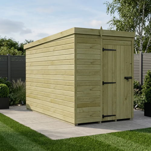 5 x 10 Pent Shed Tanalised (Single Door, No Windows)