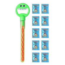 (Green) 32 Hole Smilings Face Bubble Stick with Refills Easy Using Bubble Machine for Party Favor