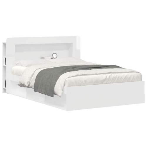 VidaXL vidaXL Headboard Cabinet with Storage High Gloss White Engineered Wood 1