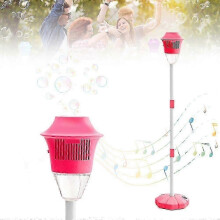 (Red) Automatic Bubble Machine Stand with Lights & Music - 20,000+ Bubbles Outdoor Bubble Blower for Kids,