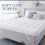 Soft Box Quilted Bed Mattress Topper, Microfiber Filled Layer, Smooth White Finish, Corner Elastic Straps, Fits Single 1