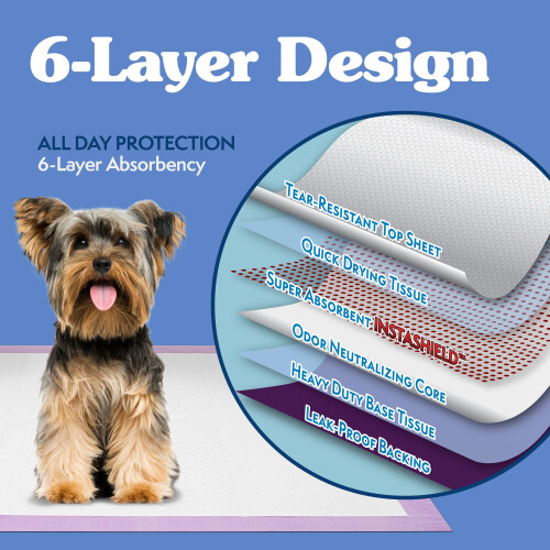 Simple Solution 6-Layer All Day Premium Dog Pads - Lavender Scent pack of 100 1