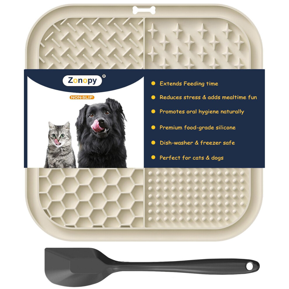 Zonopy Licking Mat For Dogs & Cats With Suction Cups, 1 Pack Square Dog Slow Feeder Lick Pat For Anxiety Relief And Boredom, Dog Toys To Kee