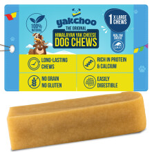 Yakchoo Premium Himalayan Yak Chews for Dogs 150g (XL - 1 Chew) | 100% Natural Cow & Yak Milk Dog Chew for Large Breeds | Yak Bones | Long L