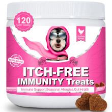 Bailey & buddies ITCH-FREE Allergy Relief Chews for Dog - 120 Soft Chews with Omega-3 and Probiotics - Soothe Itchy Skin, Paws, Ears -Season