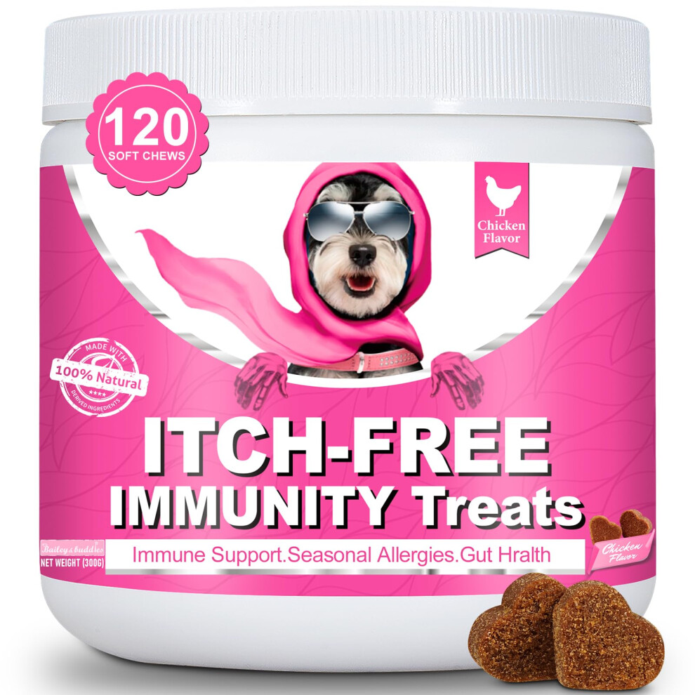 Photos - Bird Food Bailey & buddies ITCH-FREE Allergy Relief Chews for Dog - 120 Soft Chews with Omega-3 and Probiotics - Soothe Itchy Skin, Pa