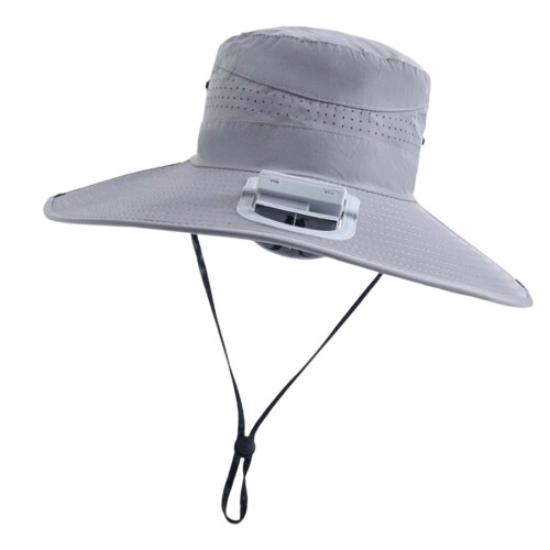 Wiederaufladbarer Sonnenhut mit eingebautem Ventilator,-Grau