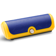 PetPog Dog & Cat Deshedding Brush for Short & Medium Coats, Blue & Yellow