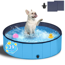 T2Y Dog Pool, 2026 Upgraded Dog Padding Pool, 5mm High-Strength PP Board, Quick to Set Up and Drainage Hole, 39" Thickened Bottom Padding Po