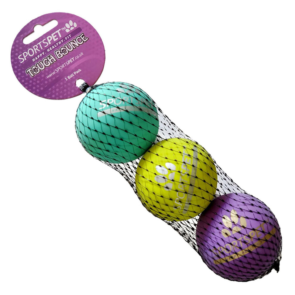 Photos - Bird Food SPORTSPET Tough Bounce Dog Balls, Rubber Dog Ball, Near Indestructible Fetch Toy for Dogs, Tennis Ball Size  Pack of 3(65mm)