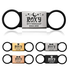 Dog Tags for Pets Engraved UK Slide on Dog Tag Personalised Silent Dog ID Tag Dangle-Free Slide on Collar Identity Tags Engraved UK Personalised ID T