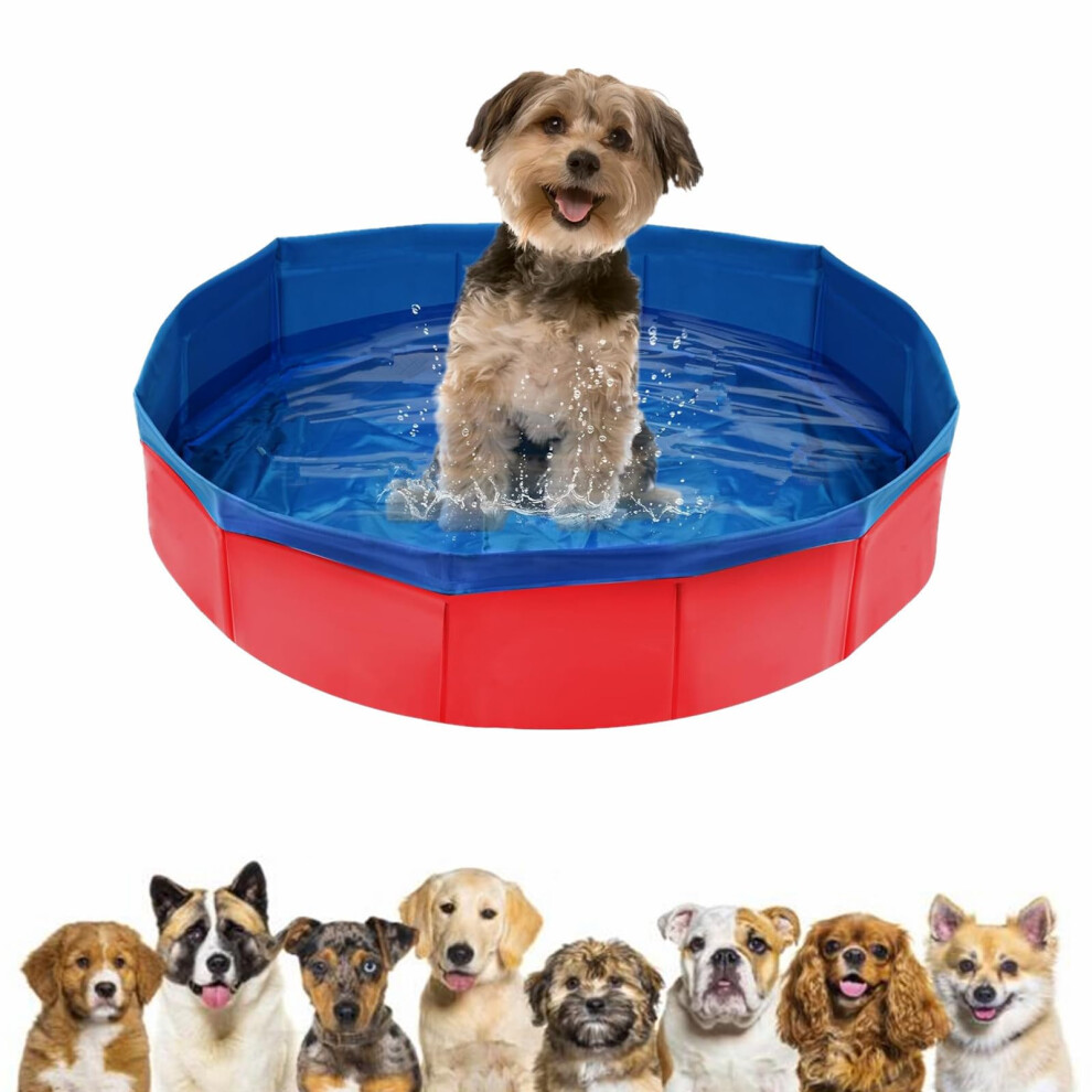 Rakiuty Foldable Dog Pool,Dog Paddling Pool,Puppy Cat Bathing Tub,Dogs Swimming Pools,Collapsible Dogs Bath Tub,Non-Slip Pet Water Tub,Outdoor Backy