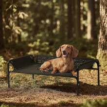 Gardner Pet Elevated Dog Bed, Outdoor Raised Dog Bed, Portable Cooling Bed for Dogs, Elevated Pet Bed with 3-Sided Guardrail, Washable Breat