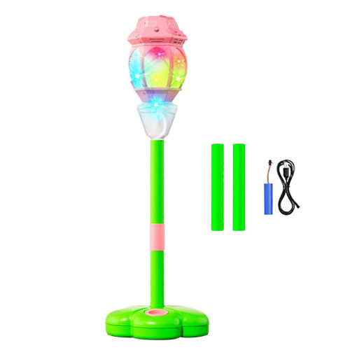 (Pink) Adjustable Height Bubble Blower Tower Stand for Backyard Play and Summer Activities