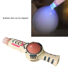 (Blue) Practical Family Interactive Bubble Machine Colorful LED Effects Elastic Bubble Fog Wands For Parent Child Bonding Activities Light Pink
