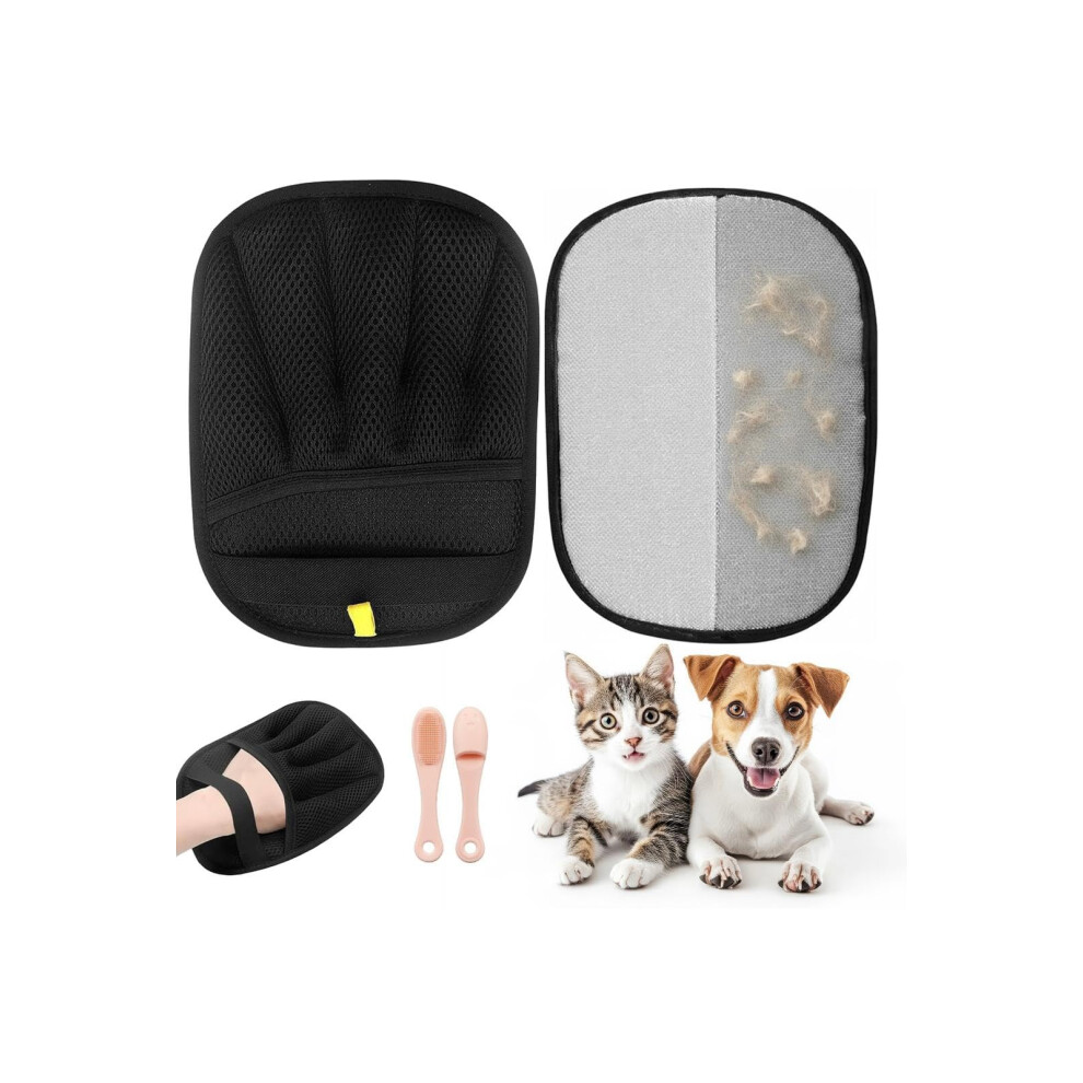 Rivanostore 1-Pack Upgraded Double-Purepath Pet Hair Removal, Five-Finger Reusable Electrostatic Grooming Gloves For Dogs & Cats | Pure Path