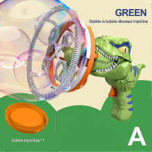 (green) Dinosaur Bubbles Guns Machine Bubble Blower Toy For Children's Fun