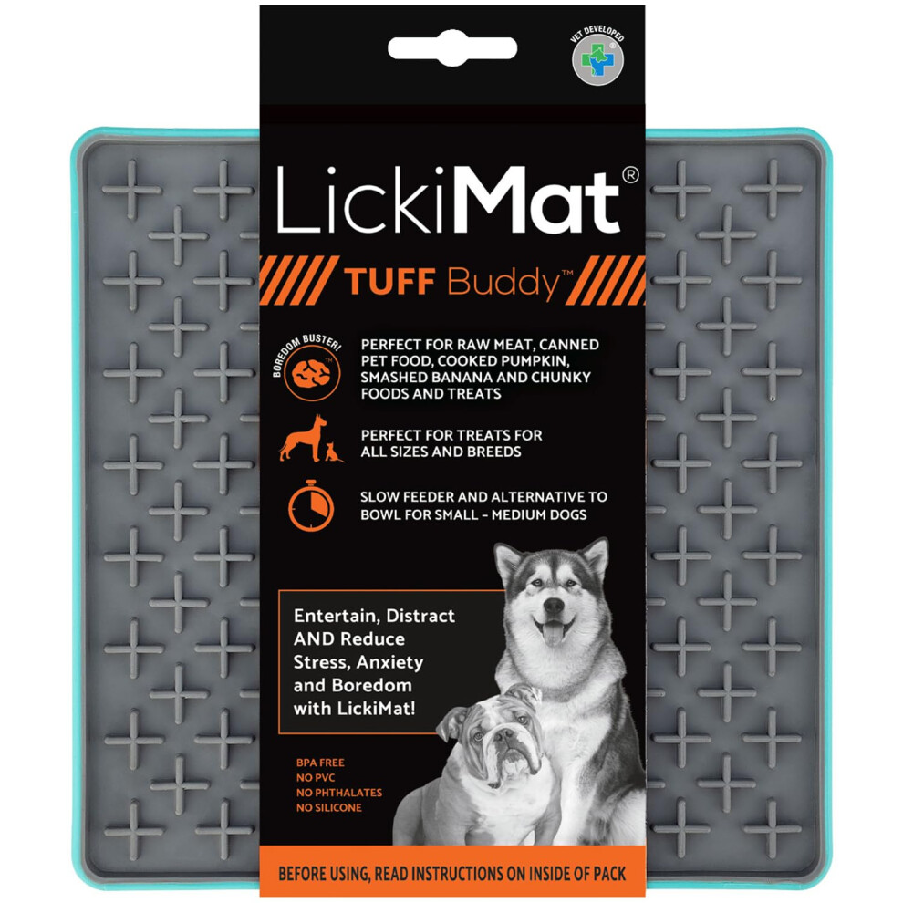 Lickimat Tuff, Heavy-Duty Buddy, Dog Slow Feeder Lick Mat, Boredom Anxiety Reducer; Perfect For Food, Treats, Yogurt, Or Peanut Butter, Fun