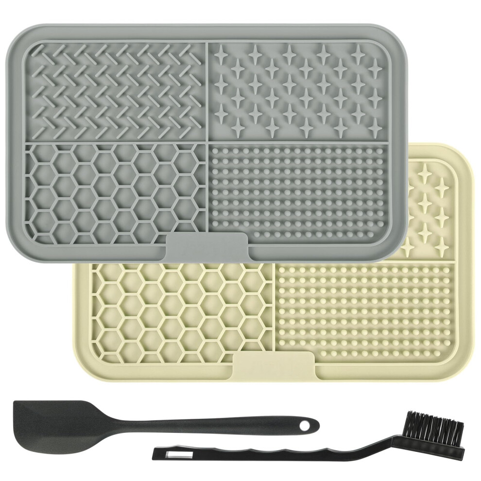 Adiwo Licking Mat For Dogs & Cats, 2 Pack Square Slow Feeder Mat With Suction Cups, Premium Lick Mats For Anxiety Relief Boredom,Dog Treat M