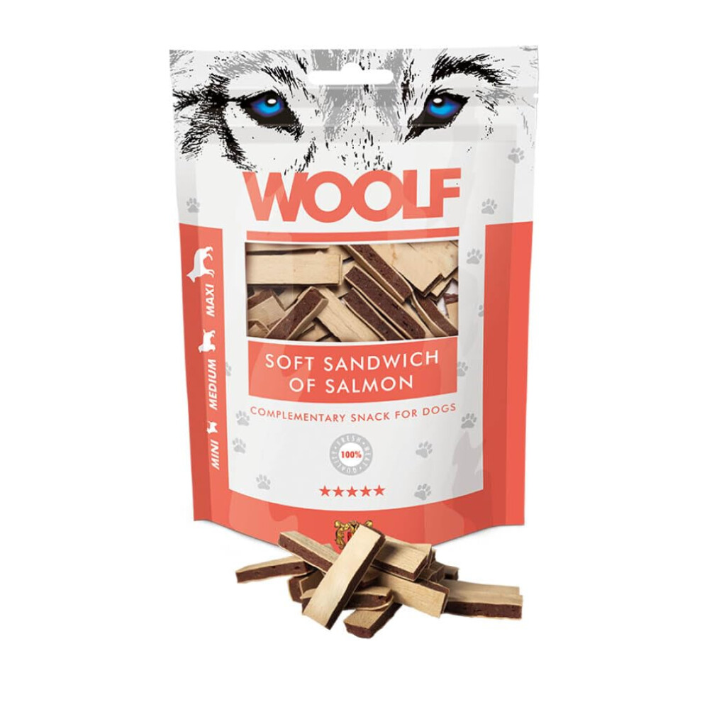 Woolf Soft Sandwich Of Salmon Dog Treat - Complementary Snacks For Dogs. All-Natural Ingredients, High Meat Content, Nutritional, Free From