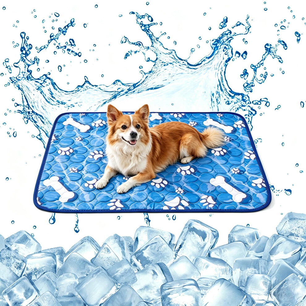 Embhlitfe Pet Cooling Mat For Dogs And Cats,Blue Ice Silk Pet Cool Mats For Dogs Cooling Pad For Dogs Cooling Blankets,Washable Self Cooling