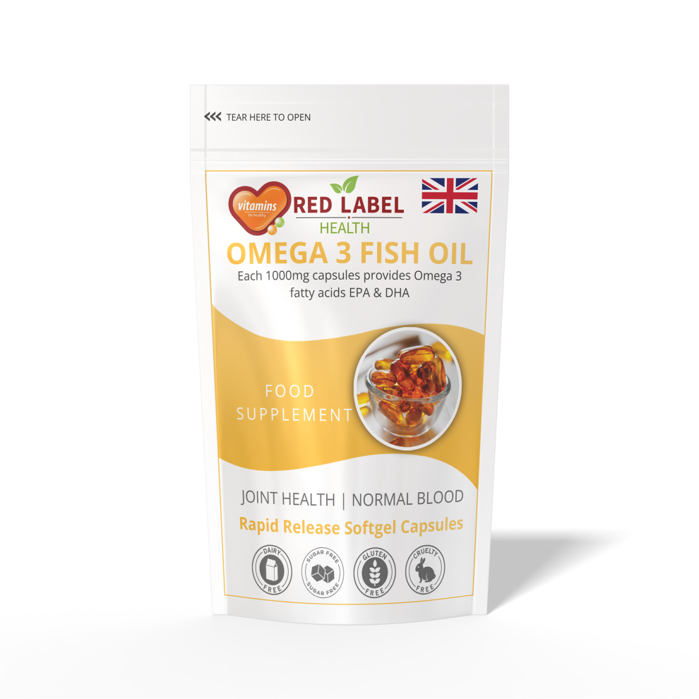 Red Label Health Omega 3 Fish Oil 1000Mg 360 Capsules High Strength Epa Dha Fatty Acids