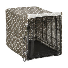 MidWest Homes for Pets Medium Dog Crate Cover With Teflon Fabric Protector, Poly-Cotton Privacy Kennel Cover Fits Most 76 cm Crates, Brown D