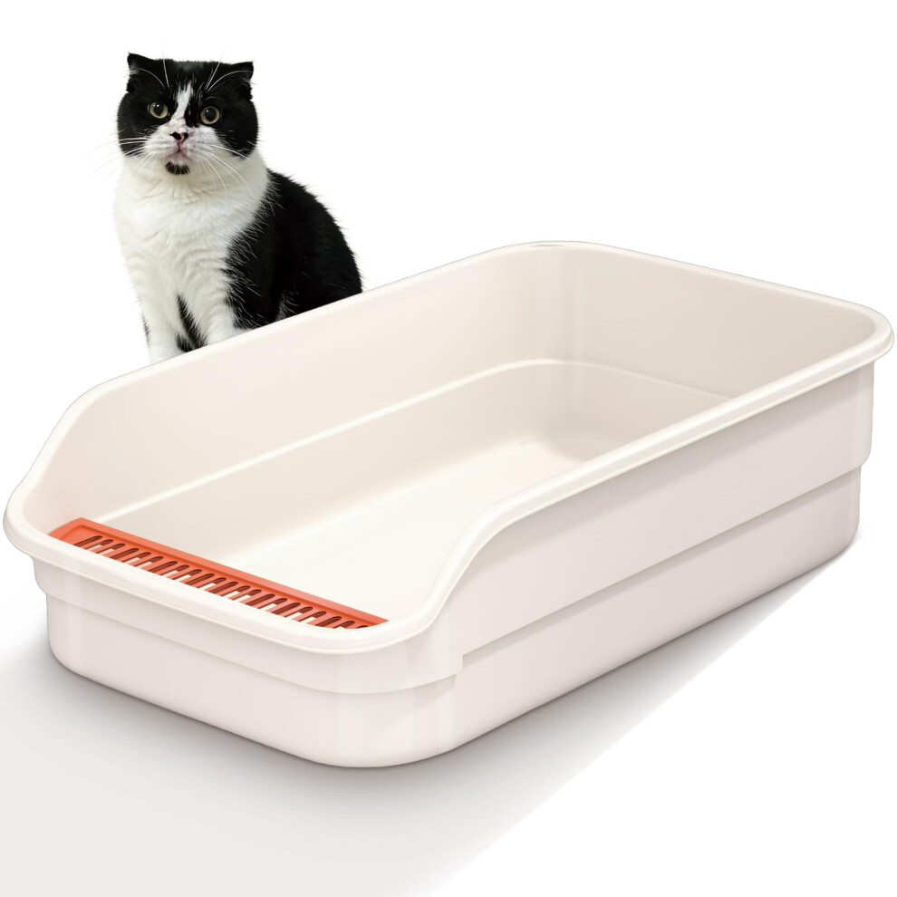 Vealind Large Cat Litter Tray High Sided And Low Entry Cat Litter Box 60 X 40 X 16 Cm Easy Access Leak Proof Anti Splash Kitten Litter Trays