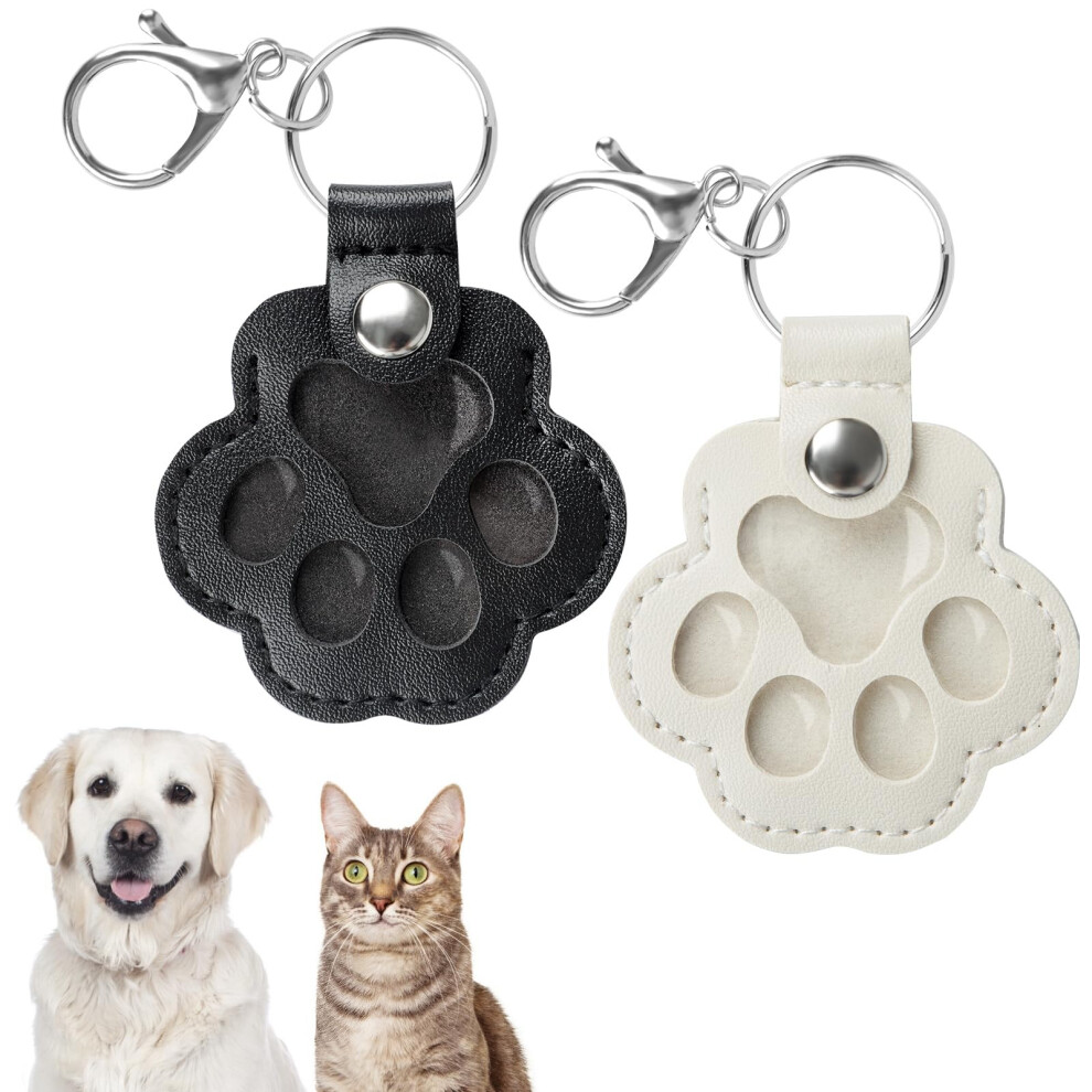 Kiiwah 2 Pcs Pet Fur Keepsake Keyrings For Dog Cat, Paw-Shaped Pets Hair Collector Keychains Cute, Memorial Bereavement Gifts For Dog Cat Lo