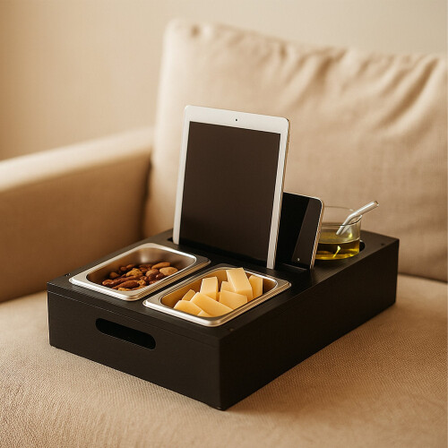 Sofa-Snacktablett mit Untersetzern und Getränkehaltern 2