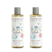 Wildwash Purrfect Cat Shampoo 250ml Duo Set- Makes Bathtime Fun Time, Adds Shine and Luminosity to Dull Hair - Natural, Sulphate and Paraben