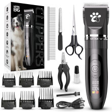 Dog Clippers for Grooming, 3-Speed Low Noise Cordless Pet Grooming Kits with Ceramic Blades & LED Display for Dogs Cats Full Coat Hair