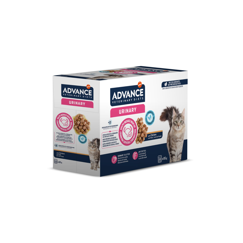 Photos - Bird Food Advance Veterinary Diets Feline Urinary | Wet food for Adult Cats in Pouches | Disolves struvite stones | Case 12 x 85g