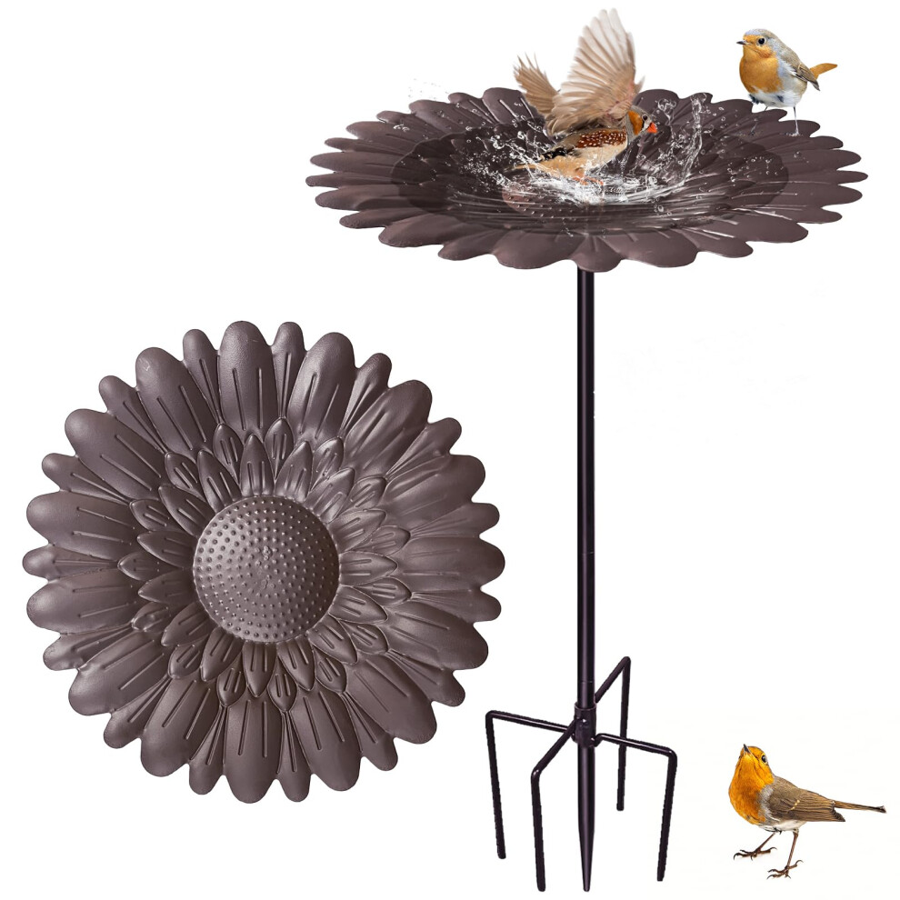 Bseical Metal Bird Bath For Garden, Freestanding Bird Baths Bowl For Outdoor, Bird Feeders With 5-Pronged Base, Wild Bird Feeder Tray, Attracting Wi